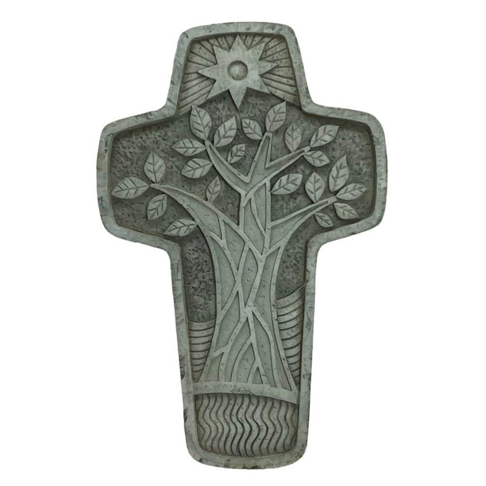 Vtg 2004 CrossRoads‎ Tree of Life Cross Wall Etched Stone Decor 9 Inch 7207 NOS
